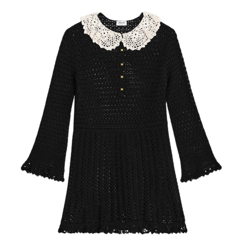 BABYDOLL MINI DRESS IN CROCHETED COTTON