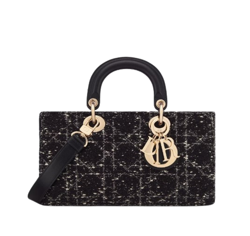 LADY D-JOY 미디엄 백블랙 까나쥬 트위드