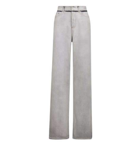 라이트 그레이 코튼 데님 플레어 팬츠