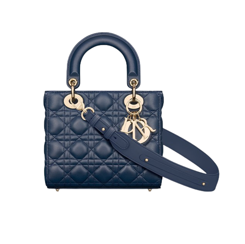 LADY DIOR MY ABCDIOR 스몰 백딥 오션 블루 까나쥬 양가죽