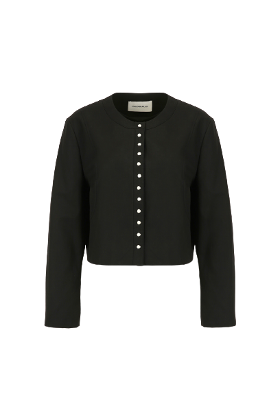 Snapped Crop Jacket, Black