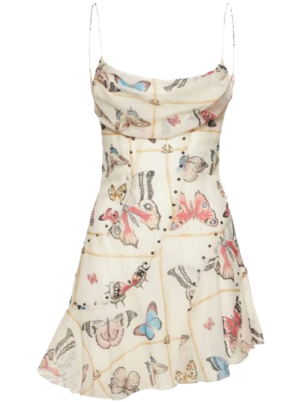 Butterfly Print Georgette Mini Dress
