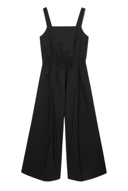 보우 백 와이드 레그 점프수트