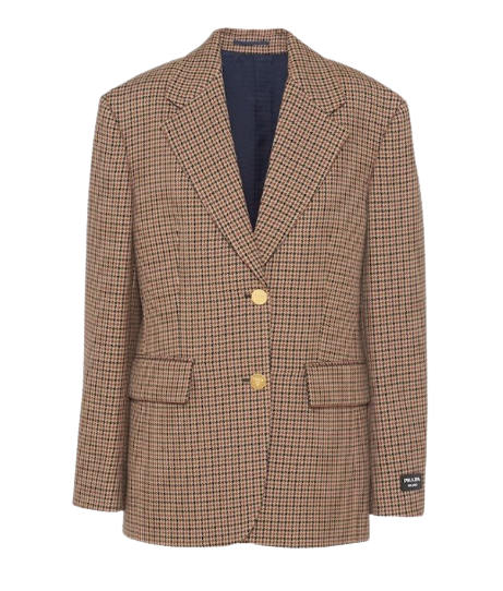 싱글 브레스티드 하운드투스 체크 재킷