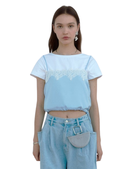 LACE STRING BUSTIER [BABY BLUE]
