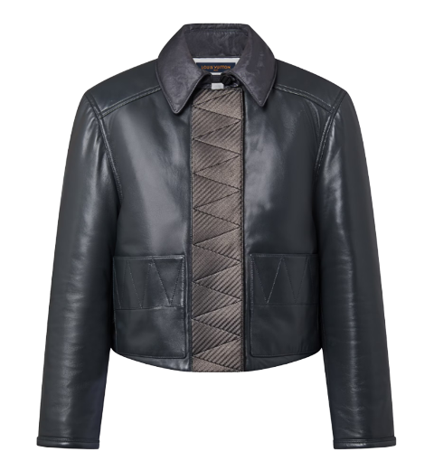 톱스티치드 레더 박시 재킷