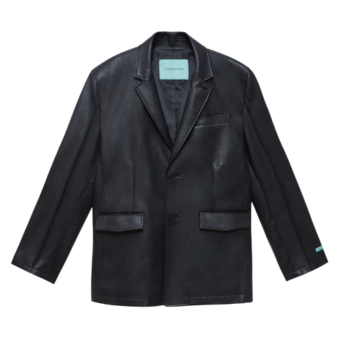 Ms 에코 레더 싱글 자켓 - 블랙