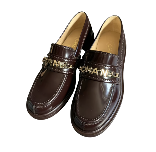 Shiny Calfskin Logo Loafers