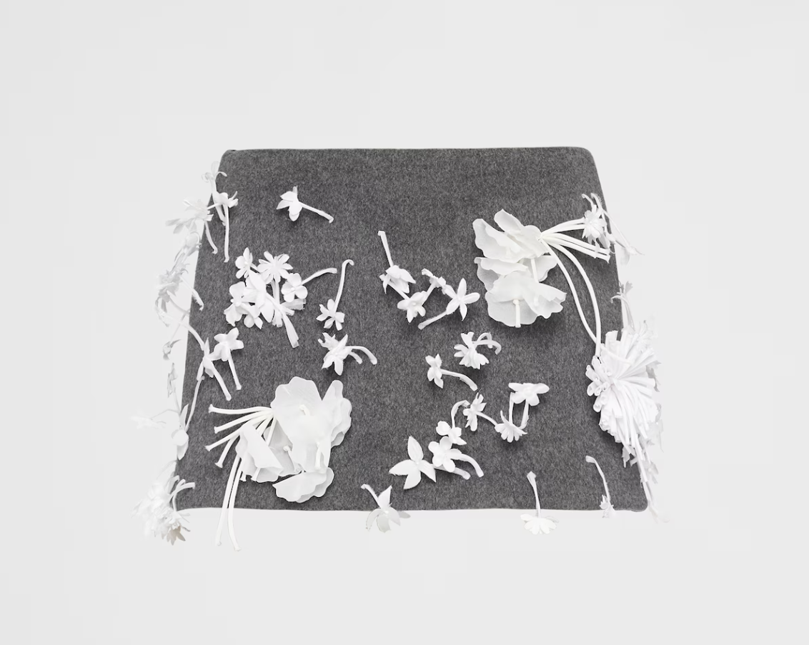 자수 벨루어 미니스커트