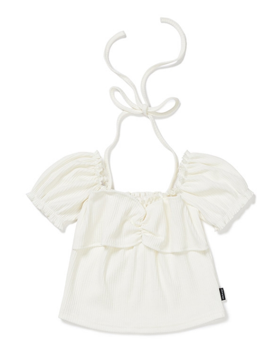 조이 퍼프 크롭 탑 [IVORY]