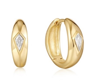 스파클 돔 후프 링 925 실버 귀걸이 E041-06G-W