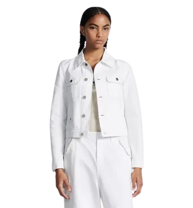 화이트 코튼 데님 & 멀티 컬러 Dragon 모티브 자켓