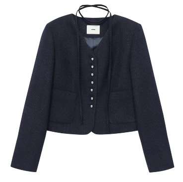V-Neck Strap Tweed jacket