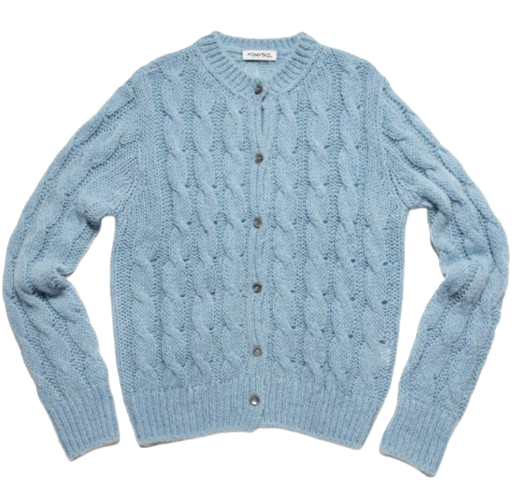 PONYTAIL Grandma Chunky Knit Cardigan (Sky Blue)