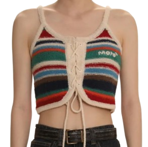 모로모로 니트 스트라이프 나시 니트탑