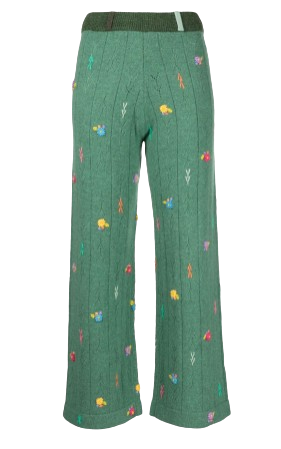 YANYAN 얀얀 여성 데이지 플로럴 자수 이지 팬츠