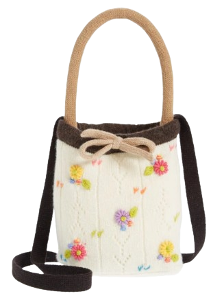 YANYAN 얀얀 여성 리본 파우치 니트백 크림색