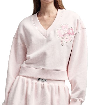 CROPPED SWEATSHIRT V NECK CLOVERMARDI SATIN_PINK
