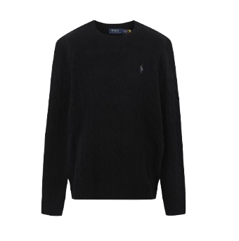 Polo Ralph Lauren Cable Knit Wool Cashmerer Sweater Polo Black
