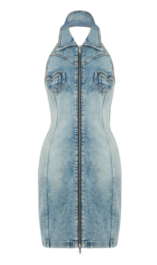 모스키노 HEART POCKETS STRETCH DENIM DRESS
