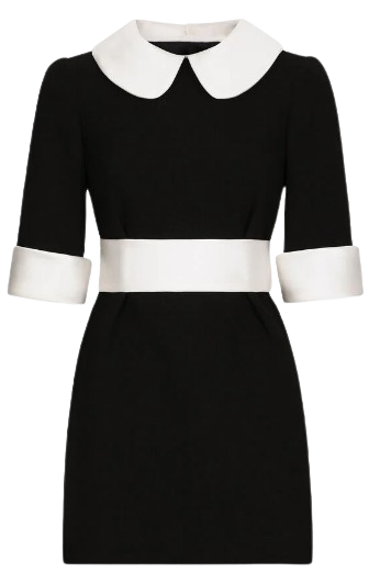 DOLCE&GABBANA 새틴 디테일 울 크레이프 미니드레스