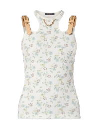 플로럴 프린트 아일릿 벨트 탱크 톱