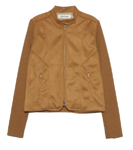 Mixed Leather Racer Jacket_Camel