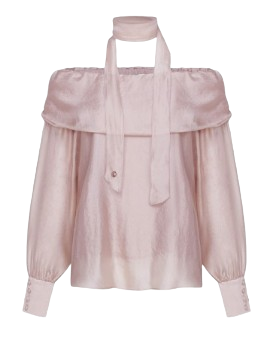 Letter from moon Glitter Off-Shoulder Scarf Blouse Pink Color