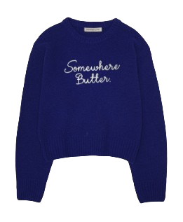 letter wool knit - cobalt blue