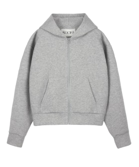 RECTO JAPANESE NEOPRENE LOGO PATCH HOODIE ZIP-UP (MELANGE GREY)