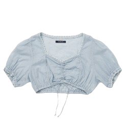 VIA HOLIDAY CROPPED BLOUSE  (SKYBLUE)