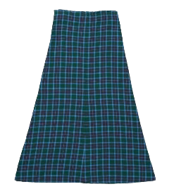 VIA LINEN CHECK LONG SKIRT (GREEN CHECK)