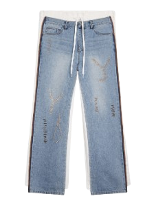 YY STITCH FRONT JEAN COTTON PANTS, WHITE