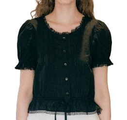 FRILL SHIRRING BLOUSE BLACK
