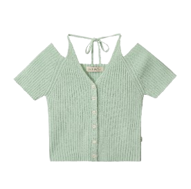 Off-Shoulder Knit Cardigan [MINT]