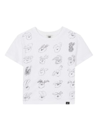 SLIM CROP WOOD DOODLE T-SHIRT 