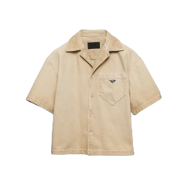 빈티지 효과 불 데님 쇼트 슬리브 셔츠