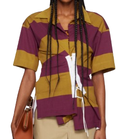 버건디 & 옐로우 레이스업 폴로 셔츠